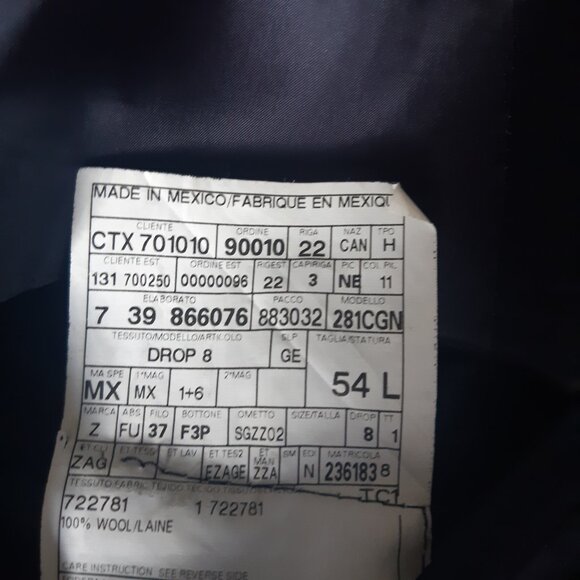 Z ZEGNA SZ 44L 2 Piece Men's 100% Wool Suit Blue Fine Check - Picture 10 of 16